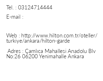 Hilton Garden nn Ankara Gimat iletiim bilgileri